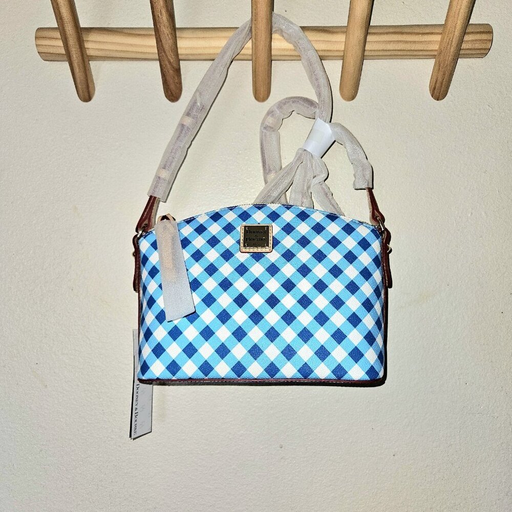 NWT Dooney & Bourke Suki Crossbody Sky Blue Gingham Check BGNGH1696 Purse - Picture 3 of 16
